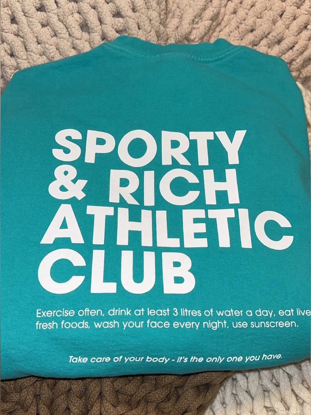 Sporty & Rich Men's Teal Crewneck Long Sleeve Sweatshirt Size L 100% Cotton